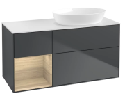 Тумба под раковину Villeroy & Boch Finion 120х50,1 см с подсветкой МДФ темно-синий матовый лак/стекло белое матовое GA41PCHG