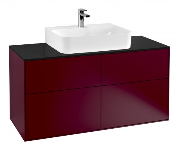 Тумба под раковину Villeroy & Boch Finion 120х50,1 см МДФ пион матовый лак/стекло черное матовое F13200HB