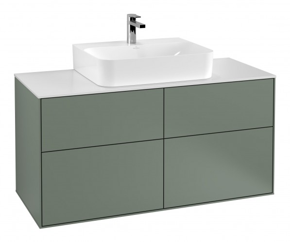 Тумба под раковину Villeroy & Boch Finion 120х50,1 см МДФ оливковый матовый лак/стекло белое матовое F13100GM