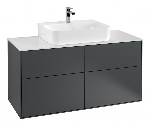 Тумба под раковину Villeroy & Boch Finion 120х50,1 см МДФ темно-синий матовый лак/стекло белое матовое F13100HG