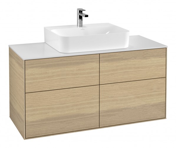 Тумба под раковину Villeroy & Boch Finion 120х50,1 см МДФ шпон дуба/стекло белое матовое F13100PC