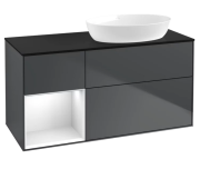 Тумба под раковину Villeroy & Boch Finion 120х50,1 см с подсветкой МДФ темно-синий матовый лак/стекло черное матовое GA42GFHG