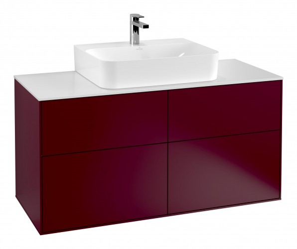 Тумба під раковину Villeroy & Boch Finion 120х50,1 см із підсвічуванням МДФ півонія матовий лак/скло біле матове G13100HB