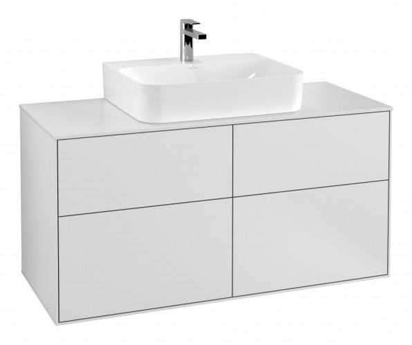 Тумба под раковину Villeroy & Boch Finion 120х50,1 см с подсветкой МДФ белый матовый лак/стекло белое матовое G13100MT
