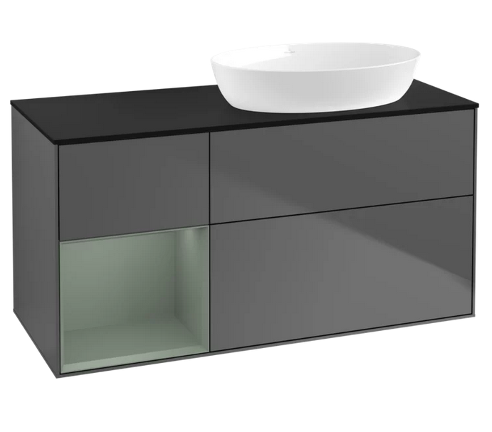 Тумба под раковину Villeroy & Boch Finion 120х50,1 см с подсветкой МДФ антрацит матовый лак/стекло черное матовое GA42GMGK