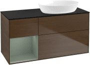 Тумба под раковину Villeroy & Boch Finion 120х50,1 см с подсветкой МДФ шпон грецкого ореха/стекло черное матовое GA42GMGN
