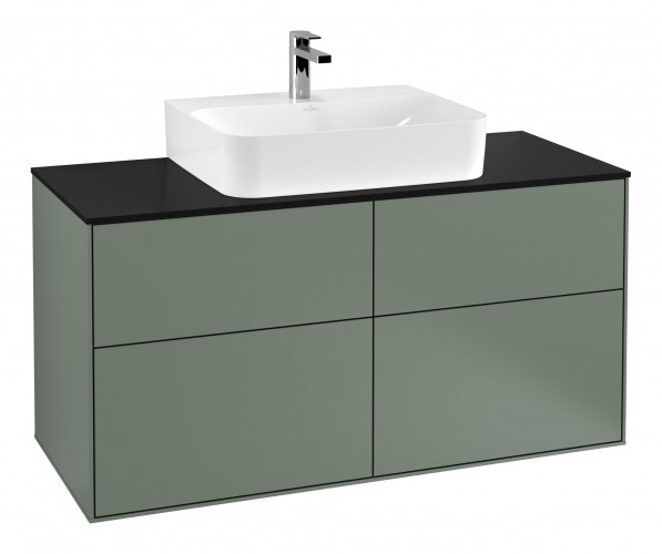 Тумба под раковину Villeroy & Boch Finion 120х50,1 см с подсветкой МДФ оливковый матовый лак/стекло черное матовое G13200GM