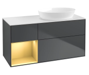 Тумба под раковину Villeroy & Boch Finion 120х50,1 см с подсветкой МДФ темно-синий матовый лак/стекло белое матовое GA41HFHG