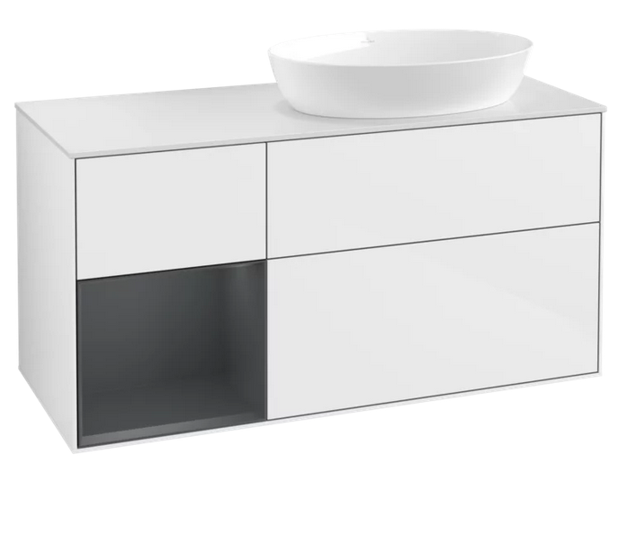 Тумба под раковину Villeroy & Boch Finion 120х50,1 см с подсветкой МДФ глянцевый белый лак/стекло белое матовое GA41HGGF