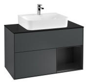 Тумба под раковину Villeroy & Boch Finion 100х50,1 см с подсветкой МДФ темно-синий матовый лак/стекло черное матовое G122PDHG