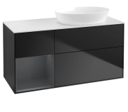 Тумба под раковину Villeroy & Boch Finion 120х50,1 см с подсветкой МДФ черный матовый лак/стекло белое матовое GA41HGPD