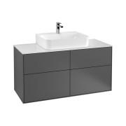 Тумба под раковину Villeroy & Boch Finion 120х50,1 см МДФ антрацитовый матовый лак/стекло белое матовое F13100GK