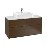 Тумба под раковину Villeroy & Boch Finion 120х50,1 см МДФ шпон грецкого ореха/стекло белое матовое F13100GN