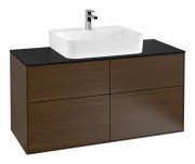 Тумба под раковину Villeroy & Boch Finion 120х50,1 см МДФ шпон грецкого ореха/стекло черное матовое F13200GN