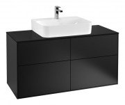 Тумба под раковину Villeroy & Boch Finion 120х50,1 см МДФ черный матовый лак/стекло черное матовое F13200PD