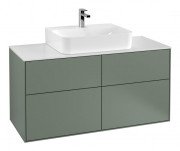 Тумба під раковину Villeroy & Boch Finion 120х50,1 см МДФ оливковий матовий лак/скло біле матове F13100GM