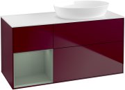 Тумба під раковину Villeroy & Boch Finion 120х50,1 см з підсвічуванням МДФ півонія матовий лак/скло біле матове GA41GMHB