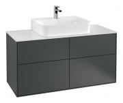 Тумба под раковину Villeroy & Boch Finion 120х50,1 см МДФ темно-синий матовый лак/стекло белое матовое F13100HG