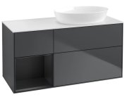 Тумба під раковину Villeroy & Boch Finion 120х50,1 см із підсвічуванням МДФ темно-синій матовий лак/скло біле матове GA41PDHG