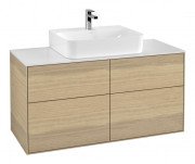 Тумба під раковину Villeroy&Boch Finion 120х50,1 см МДФ шпон дуба/скло біле матове F13100PC