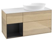 Тумба під раковину Villeroy & Boch Finion 120х50,1 см із підсвічуванням МДФ шпон дуба/скло біле матове GA41PDPC