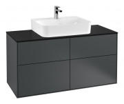 Тумба під раковину Villeroy & Boch Finion 120х50,1 см МДФ темно-синій матовий лак/скло чорне матове F13200HG