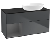 Тумба під раковину Villeroy & Boch Finion 120х50,1 см із підсвічуванням МДФ темно-синій матовий лак/скло чорне матове GA42GKHG