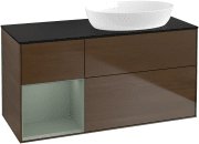 Тумба під раковину Villeroy & Boch Finion 120х50,1 см з підсвічуванням МДФ шпон волоського горіха/скло чорне матове GA42GMGN