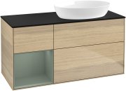 Тумба под раковину Villeroy & Boch Finion 120х50,1 см с подсветкой МДФ шпон дуба/стекло черное матовое GA42GMPC