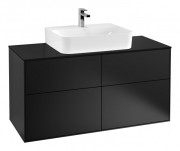 Тумба під раковину Villeroy & Boch Finion 120х50,1 см з підсвічуванням МДФ чорний матовий лак/скло чорне матове G13200PD