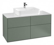 Тумба під раковину Villeroy & Boch Finion 120х50,1 см із підсвічуванням МДФ оливковий матовий лак/скло біле матове G13100GM