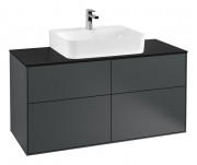 Тумба под раковину Villeroy & Boch Finion 120х50,1 см с подсветкой МДФ темно-синий матовый лак/стекло черное матовое G13200HG