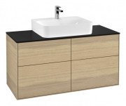 Тумба під раковину Villeroy & Boch Finion 120х50,1 см з підсвічуванням МДФ шпон дуба/скло чорне матове G13200PC