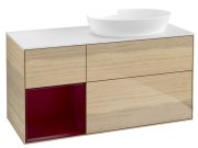 Тумба під раковину Villeroy & Boch Finion 120х50,1 см із підсвічуванням МДФ шпон дуба/скло біле матове GA41HBHG