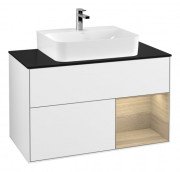 Тумба под раковину Villeroy & Boch Finion 100х50,1 см с подсветкой МДФ белый глянцевый лак/стекло черное матовое G122PCGF