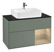 Тумба под раковину Villeroy & Boch Finion 100х50,1 см с подсветкой МДФ оливковый матовый лак/стекло черное матовое G122PCGM