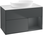 Тумба под раковину Villeroy & Boch Finion 100х50,1 см с подсветкой МДФ темно-синий матовый лак/стекло белое матовое GA21HGHG