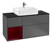 Тумба под раковину Villeroy & Boch Finion 120х50,1 см с подсветкой МДФ антрацит матовый лак/стекло черное матовое F162HBGK