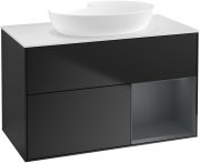 Тумба под раковину Villeroy & Boch Finion 100х50,1 см с подсветкой МДФ черный матовый лак/стекло белое матовое GA21HGPD