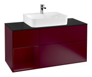 Тумба под раковину Villeroy & Boch Finion 120х50,1 см с подсветкой МДФ пион матовый лак/стекло черное матовое F162HBHB