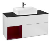 Тумба під раковину Villeroy & Boch Finion 120х50,1 см із підсвічуванням МДФ білий матовий лак/скло чорне матове F162HBMT