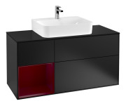 Тумба под раковину Villeroy & Boch Finion 120х50,1 см с подсветкой МДФ черный матовый лак/стекло черное матовое F162HBPD