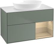 Тумба под раковину Villeroy & Boch Finion 100х50,1 см с подсветкой МДФ оливковый матовый лак/стекло белое матовое GA21PCGM