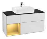 Тумба под раковину Villeroy & Boch Finion 120х50,1 см с подсветкой МДФ белый матовый лак/стекло черное матовое F162HFMT