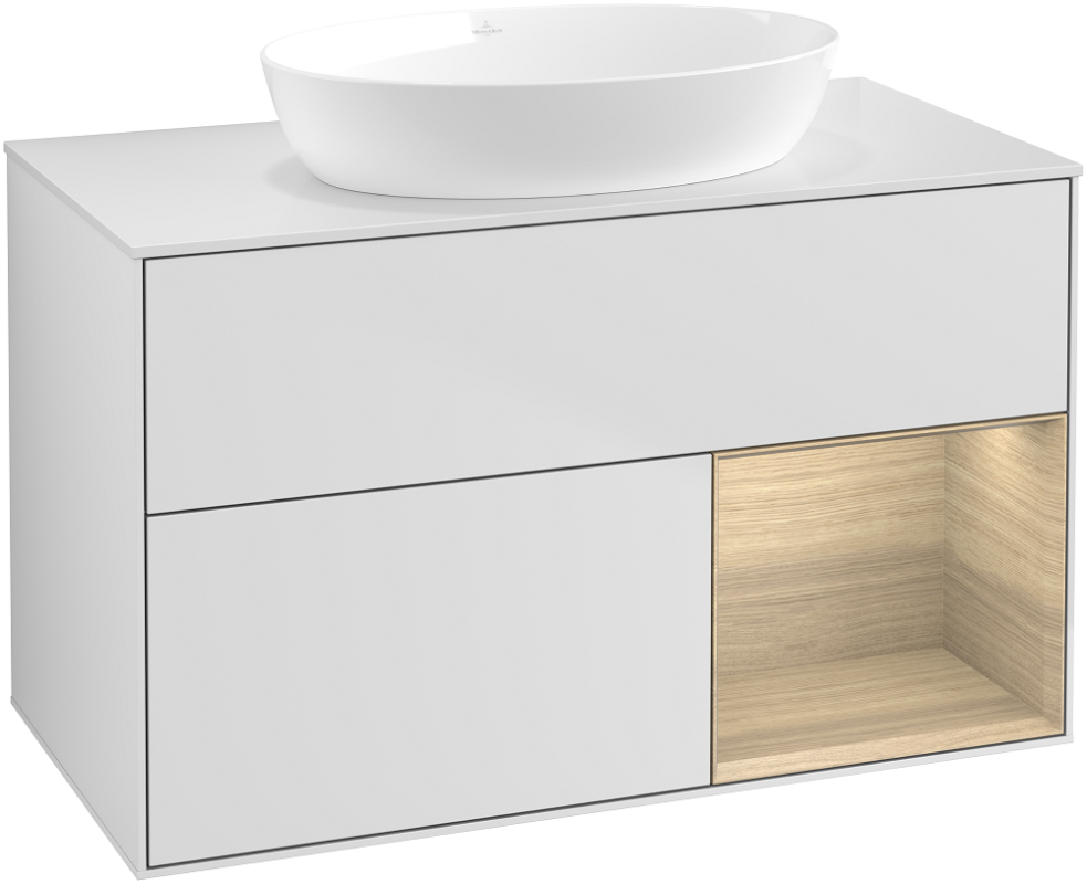 Тумба под раковину Villeroy & Boch Finion 100х50,1 см с подсветкой МДФ белый матовый лак/стекло белое матовое GA21PCMT