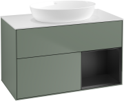 Тумба под раковину Villeroy & Boch Finion 100х50,1 см с подсветкой МДФ оливковый матовый лак/стекло белое матовое GA21PDGM