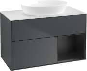 Тумба под раковину Villeroy & Boch Finion 100х50,1 см с подсветкой МДФ темно-синий матовый лак/стекло белое матовое GA21PDHG