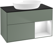 Тумба под раковину Villeroy & Boch Finion 100х50,1 см с подсветкой МДФ оливковый матовый лак/стекло черное матовое GA22GFGM