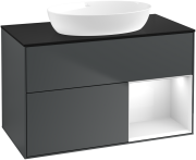 Тумба под раковину Villeroy & Boch Finion 100х50,1 см с подсветкой МДФ темно-синий матовый лак/стекло черное матовое GA22GFHG