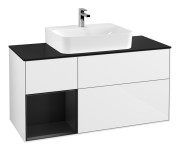 Тумба под раковину Villeroy & Boch Finion 120х50,1 см с подсветкой МДФ глянцевый белый лак/стекло черное матовое F162PDGF